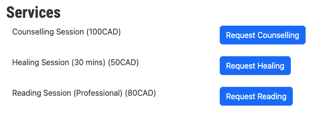 sample list of services
